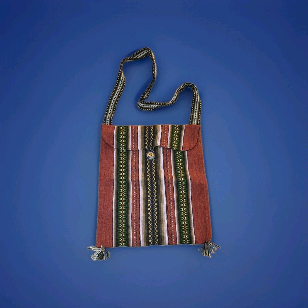 Handcrafted Peruvian Andean Wool Crossbody Bag | Boho Geometric Tribal Purse